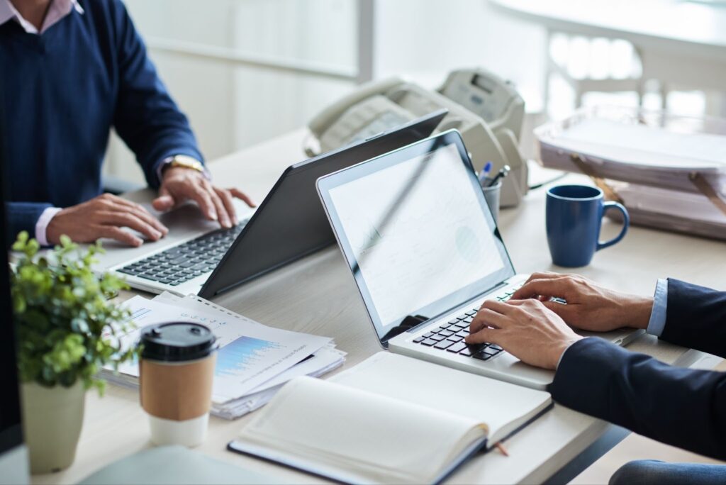 Two men working in the office