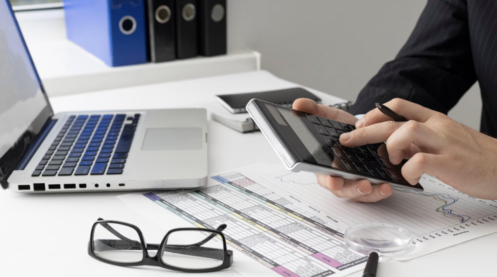 The employee uses a calculator to do the estimates.